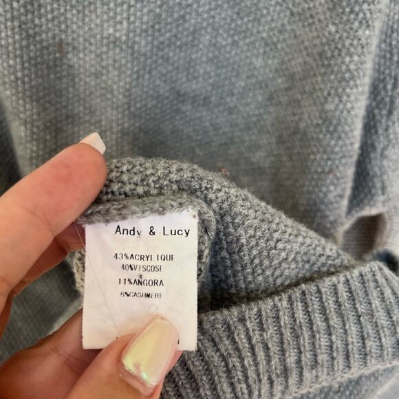 Andy & Lucy women’s gray jeweled neck angora cashmere blend sweater size large - Picture 5 of 5
